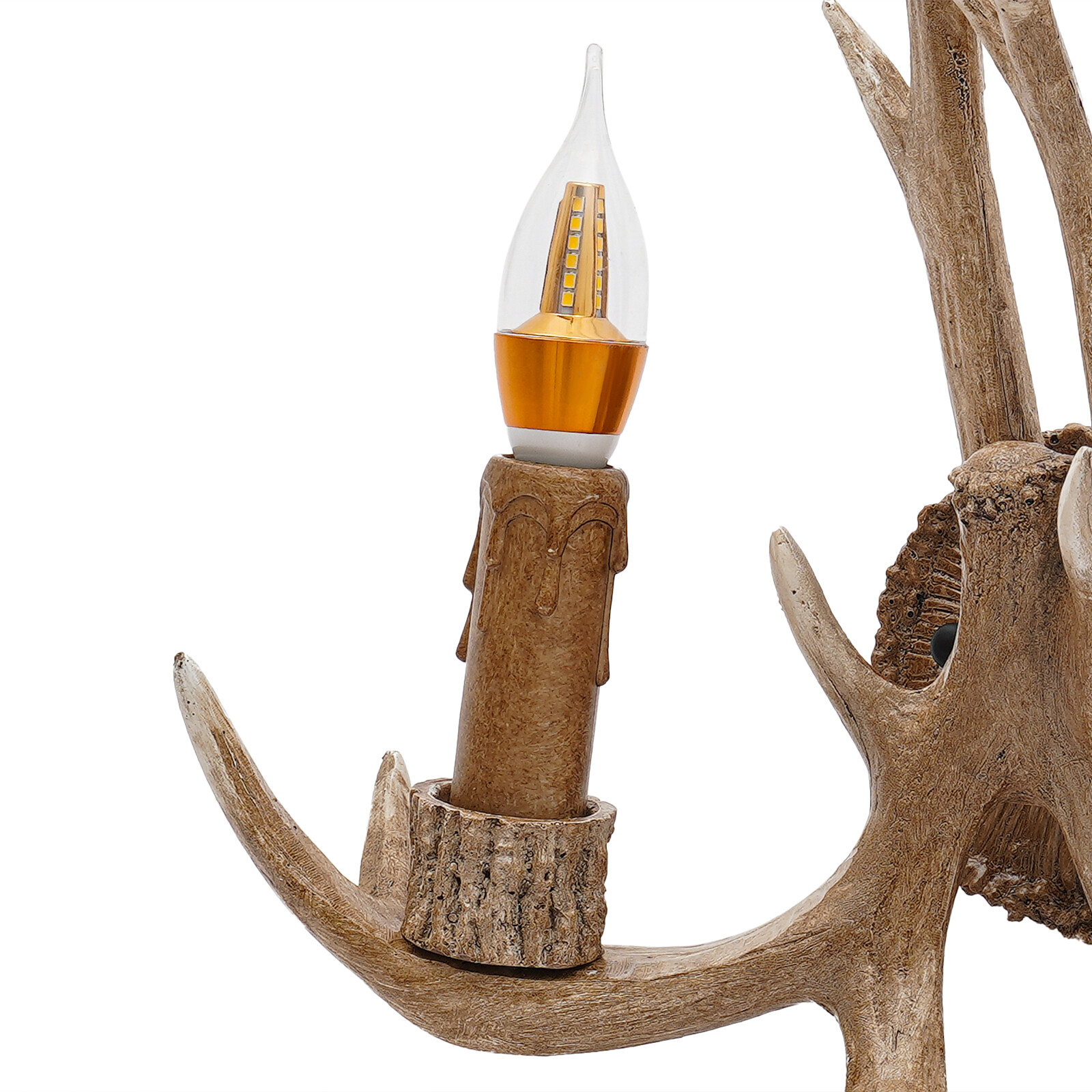Resin Antler Wall Light Fixture Vintage Retro Deer Horn Sconce Lamp Home Decor