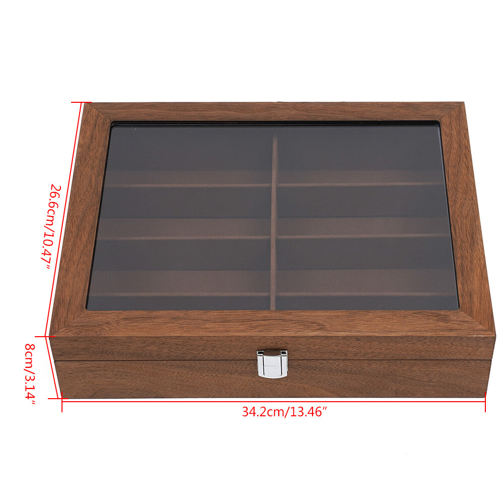 Sunglasses Case Display Eyeglass Box Storage Box Case 8-Bits Walnut Box Gift