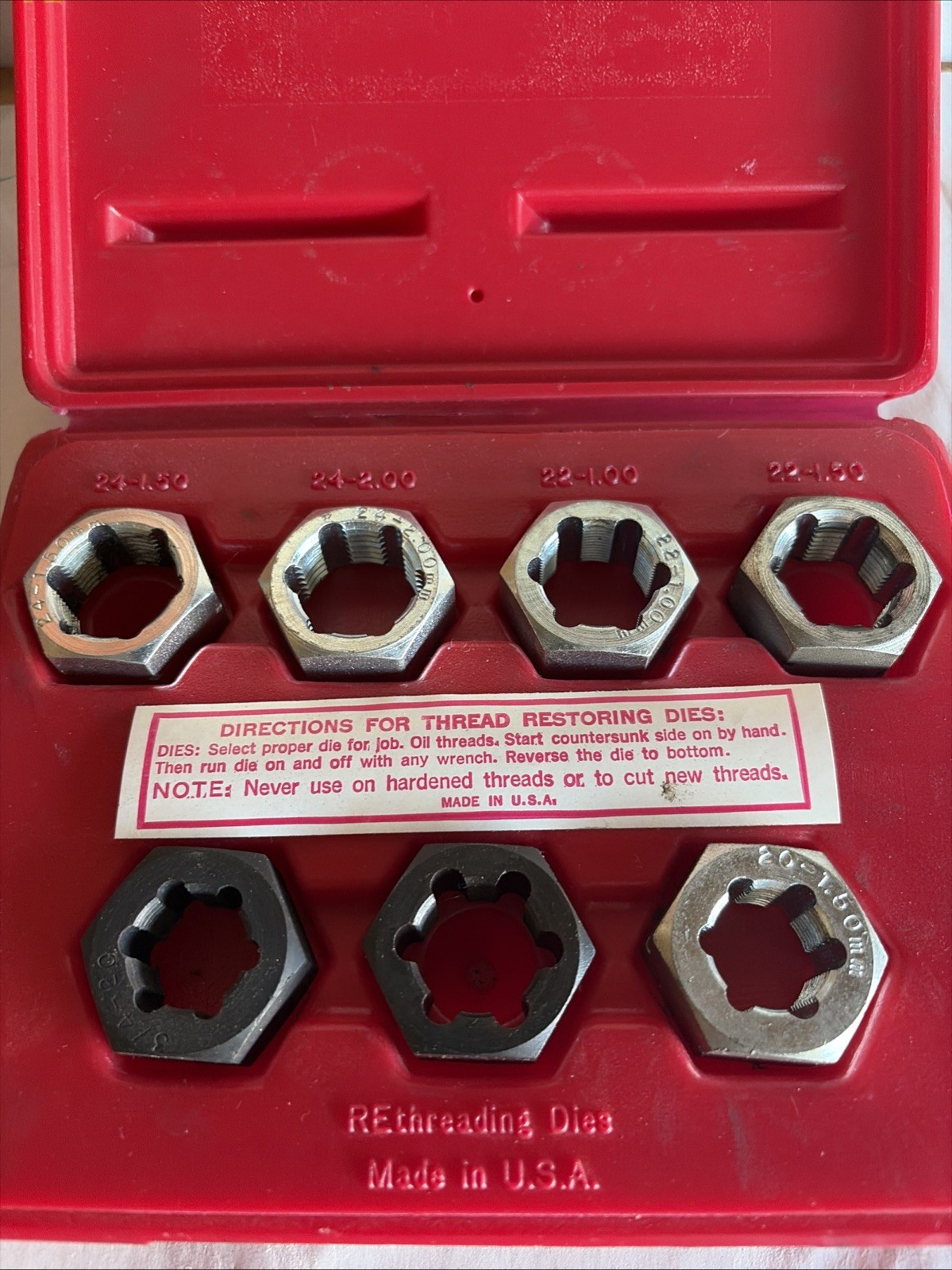 Matco Tools TR7K  7-piece Spindle Rethreading Kit Axle Restorer Made In USA