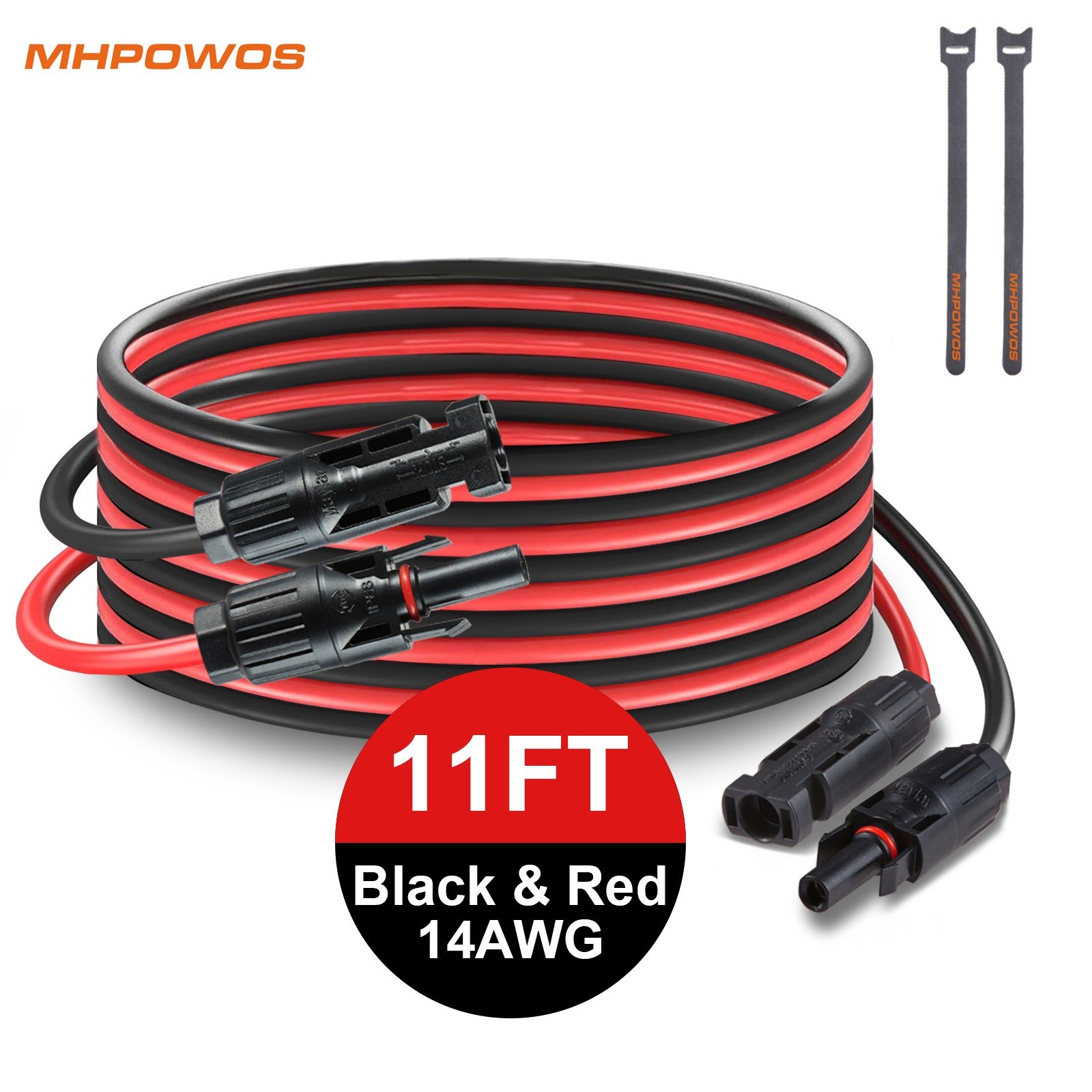 11.5 FT 14 AWG Solar Panel Extension Cable PV Wire Solar Connector Flexible Wire