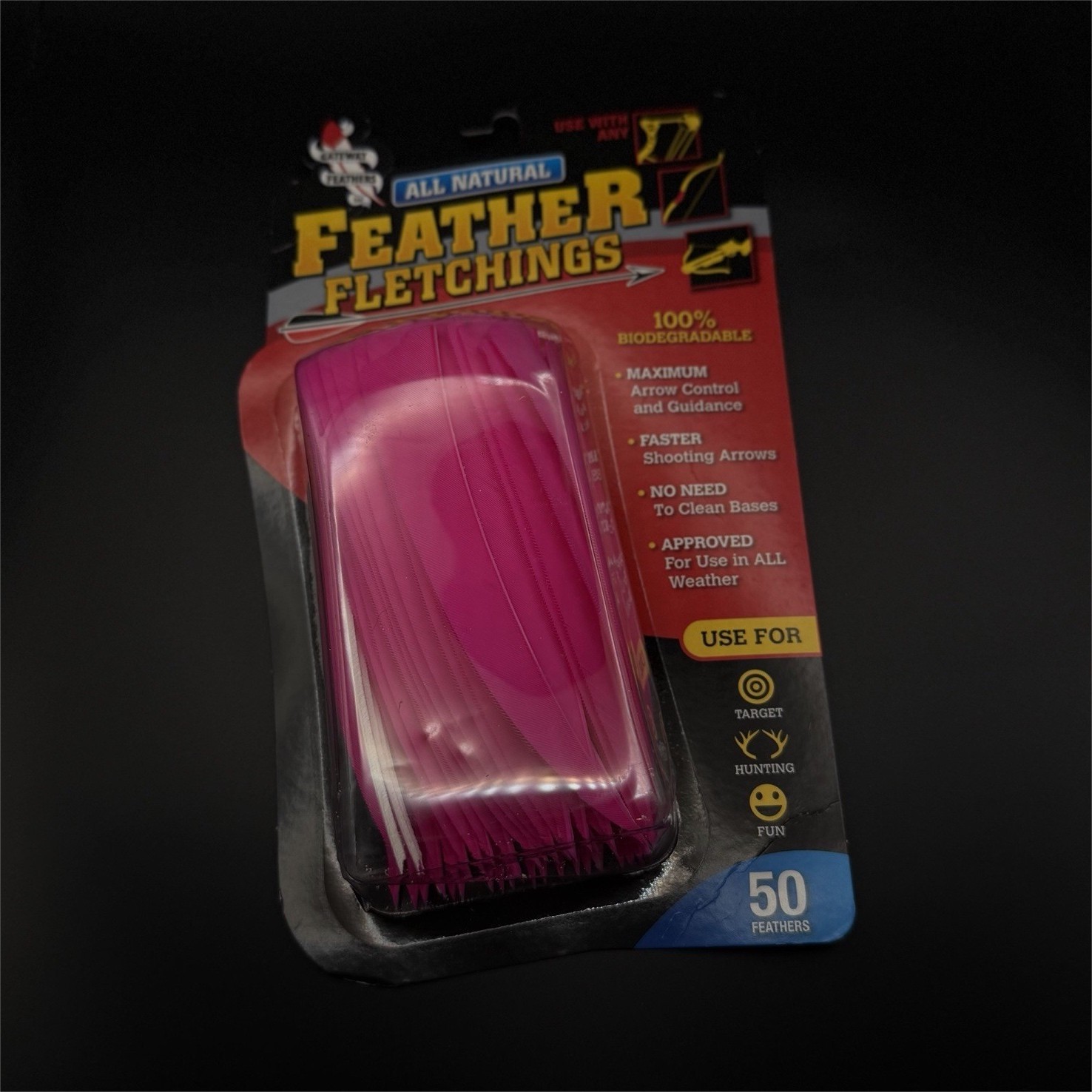 Gateway Feather Arrow Fletchings Left Wing 5in Pink Shield Target 50ct