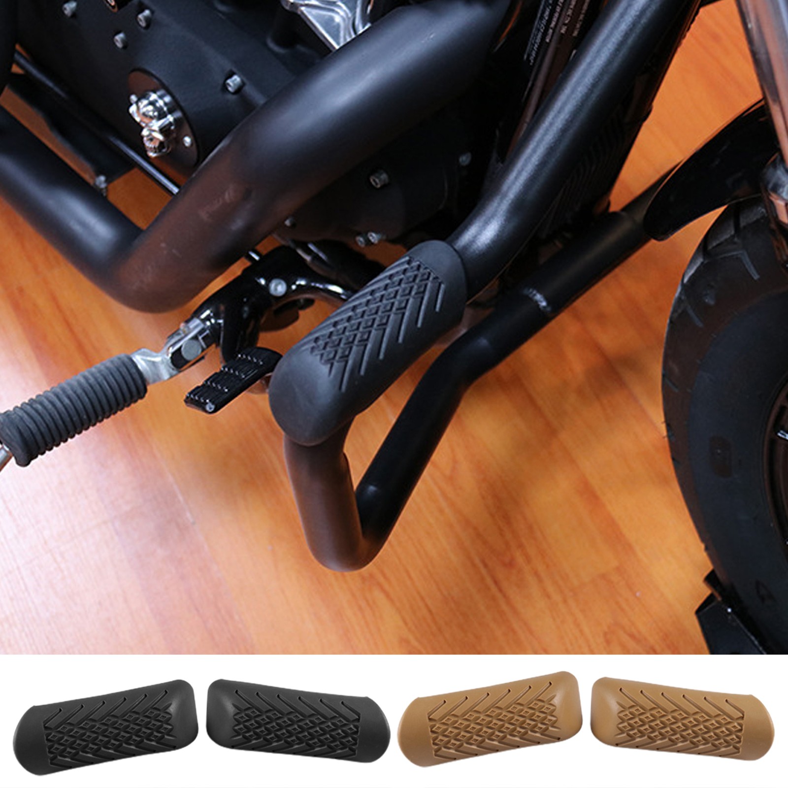 2pcs Rubber Motorcycle Engine Crash Bar Guard Slider Frame Protector Bumper
