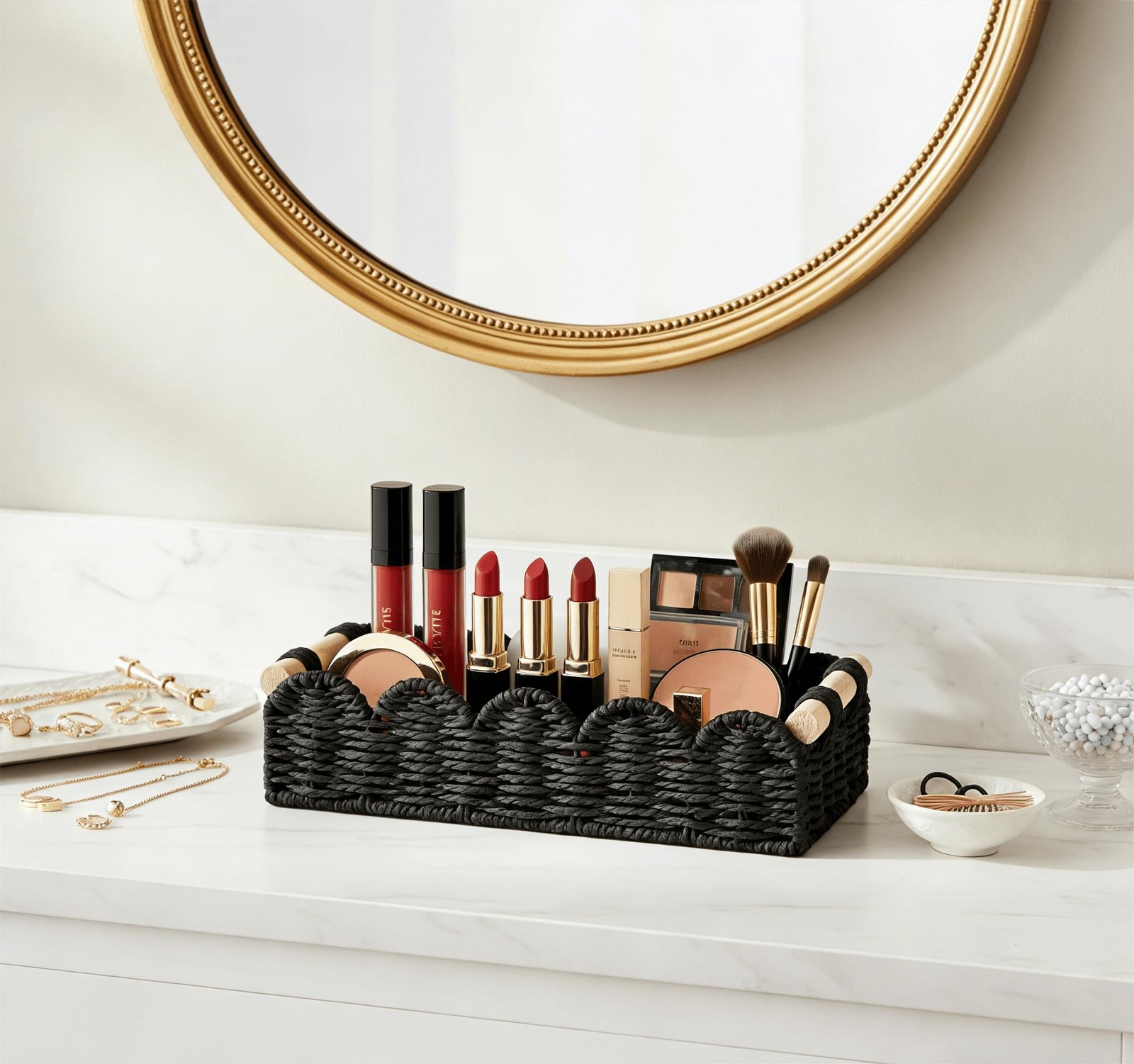 Storage Basket Organizer, Small Wicker Decor Basket