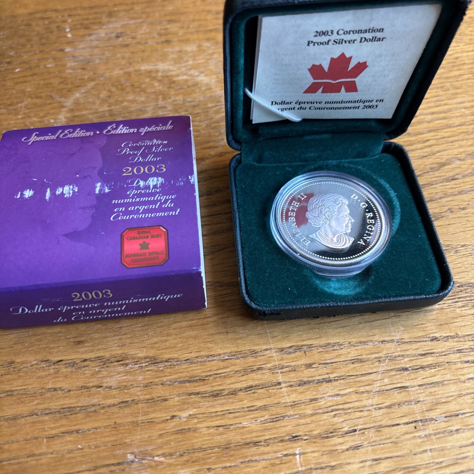 2003 CANADA SILVER PROOF CORONATION DOLLAR IN ORIGINAL GOV'T PACKAGING W/COA