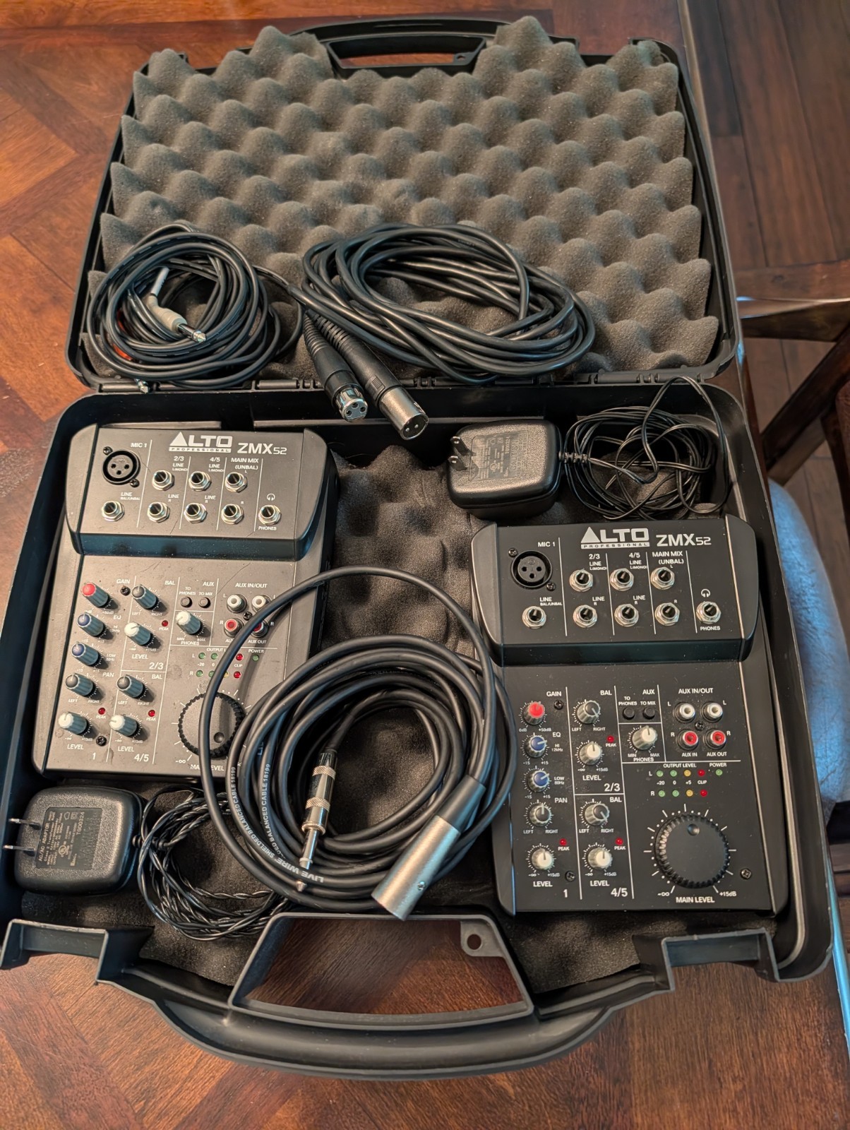 lot of two Alto Professional Zephyr Series ZMX52 Compact 5-Channel Audio Mixer