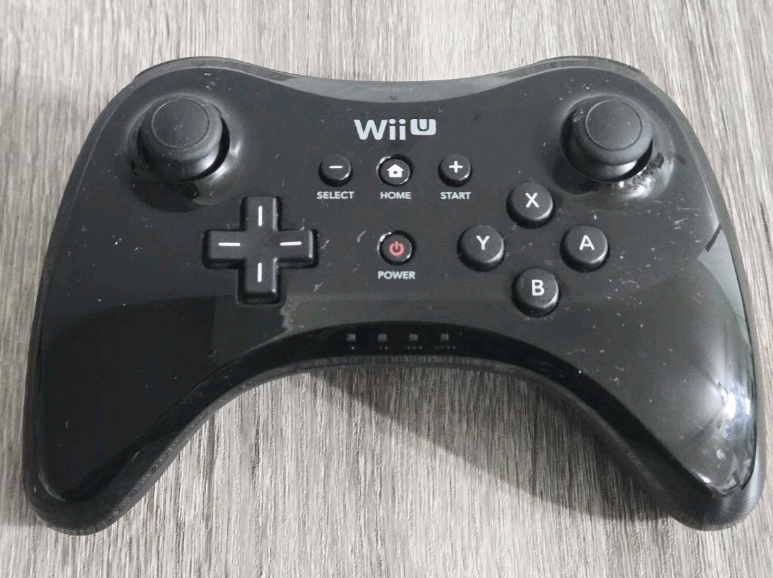 Official OEM Nintendo Wii U Black Wireless Pro Controller Used.