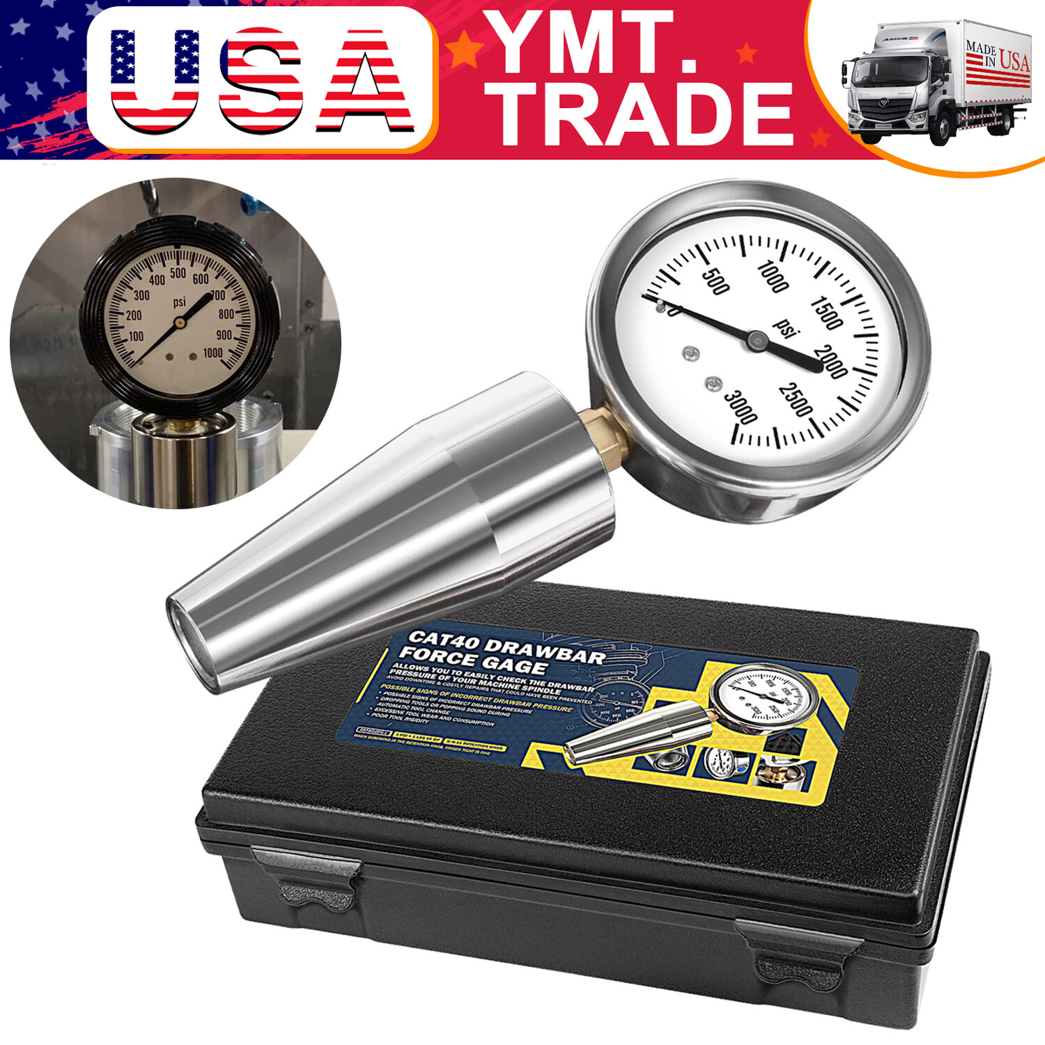 Spindle Drawbar Force Gauge Tester Checker Tool For All CAT 40 Machines & Bt 40