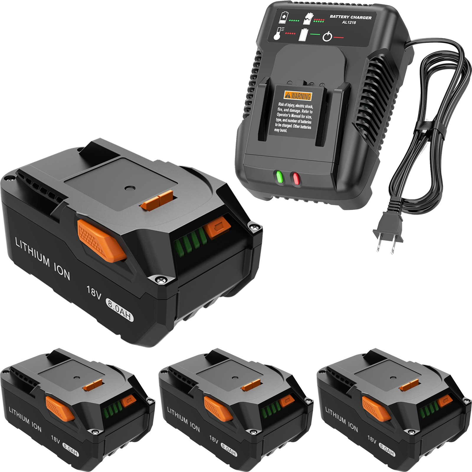 8000mAh Replacement for Ridgid 18V R840087 Battery+Charger Rigid 18Volt R840085