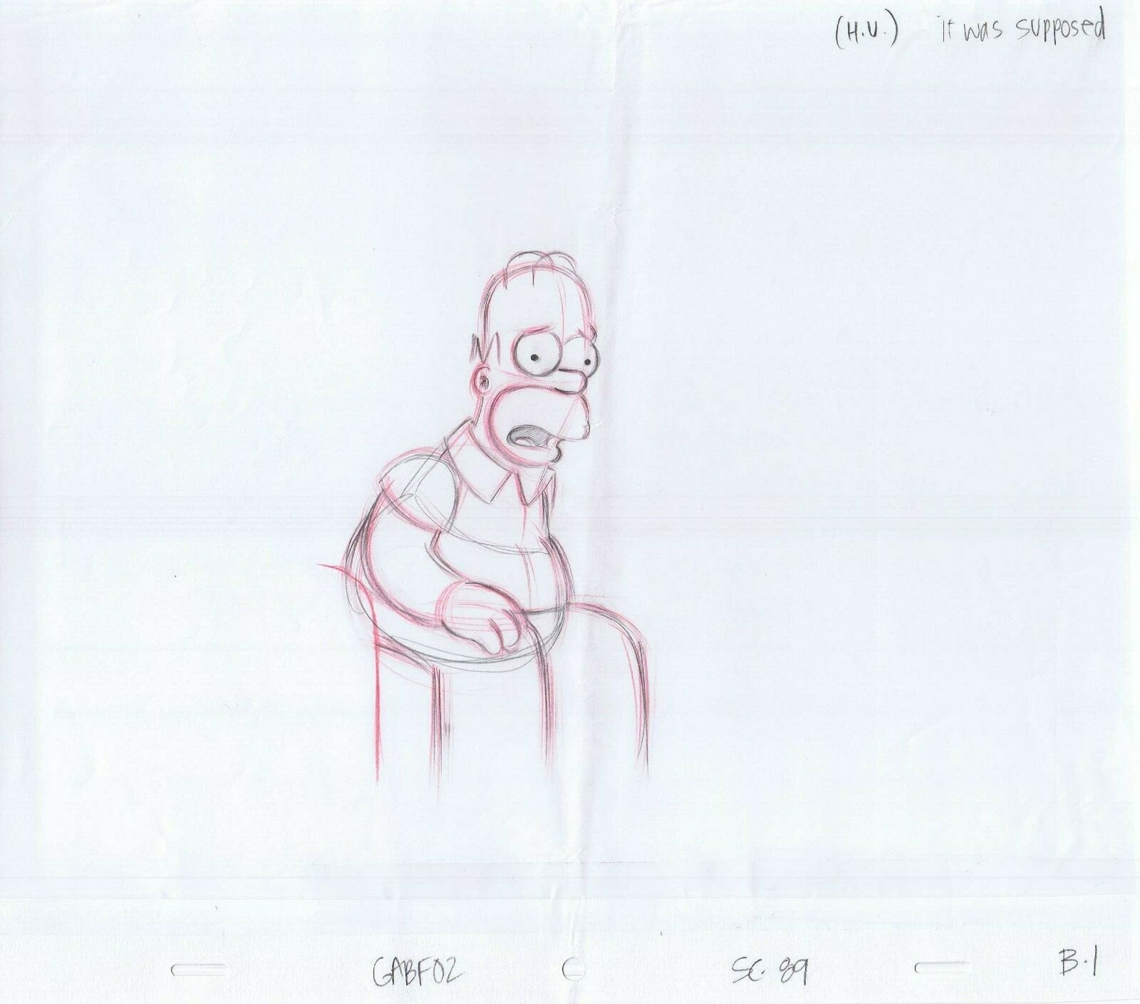 Simpsons Homer Original Art Animation Production Pencils GABF02 SC-89 B-1