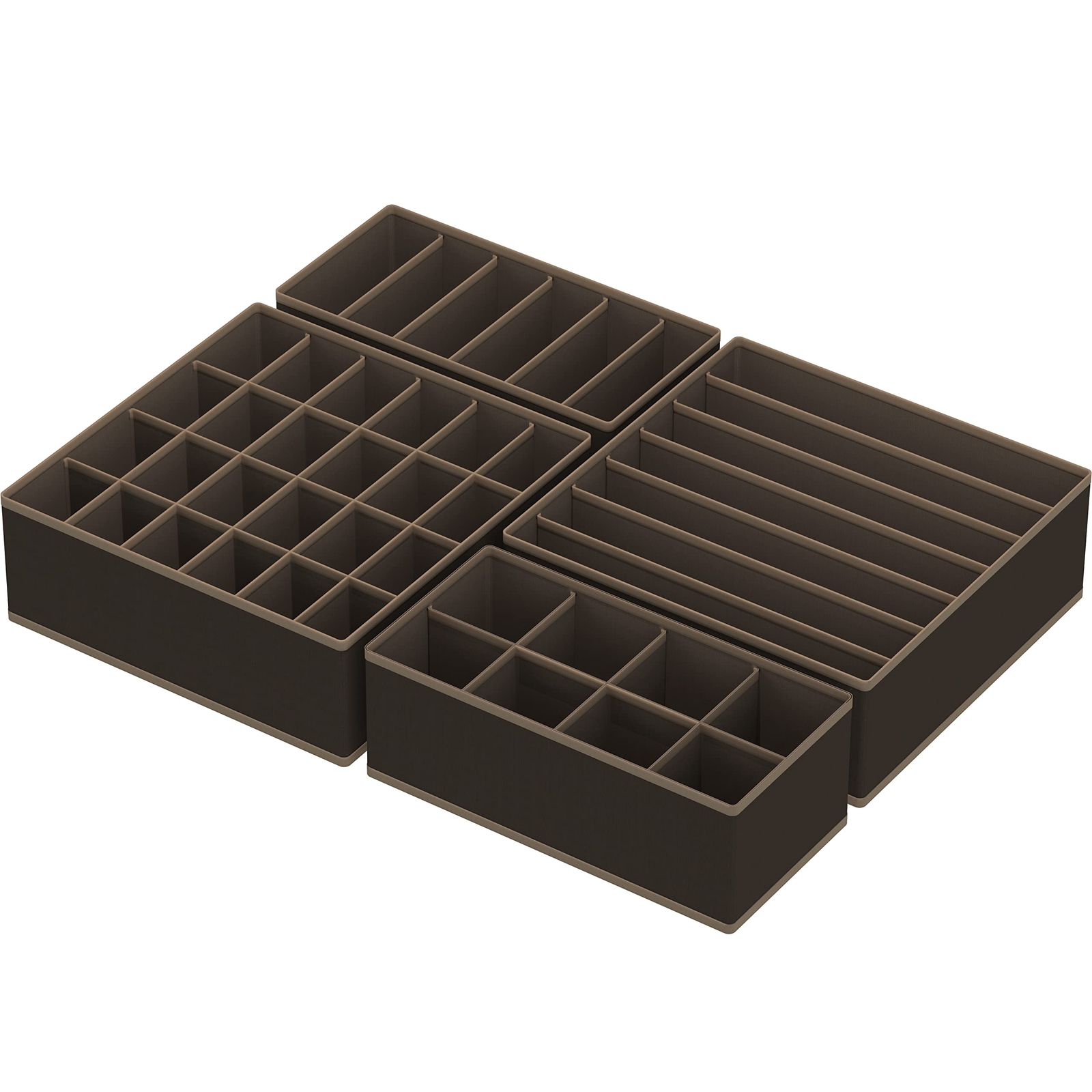 Re Closet Underwear Organizer Drawer Divider 4 Set Brown