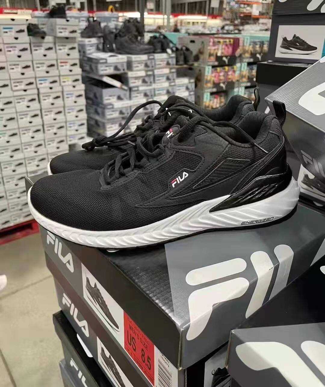 FILA Men's Mesh Gym Tennis Shoes Sneakers w/EVA & Energized Midsole-Black
