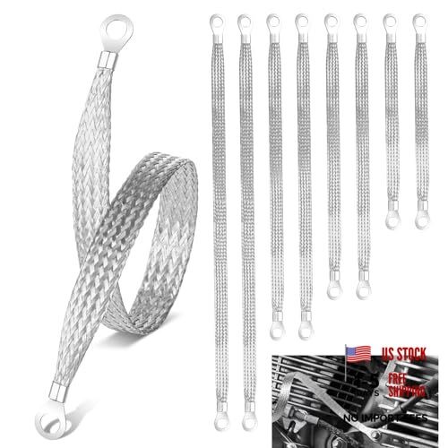 8pcs Ground Straps, 10/13/15/20 inch Grounding Strap 8pcs-Plus-Silver