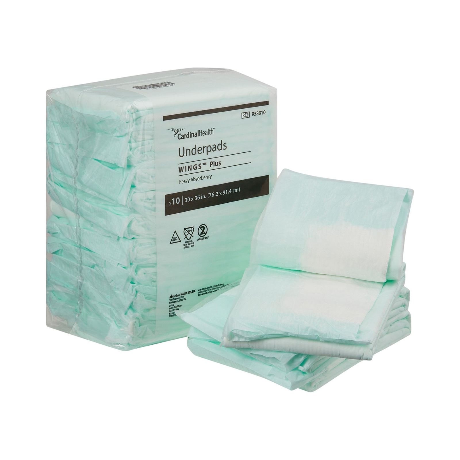 Cardinal Health Underpads Wings Plus 30" x 36" CA of 50