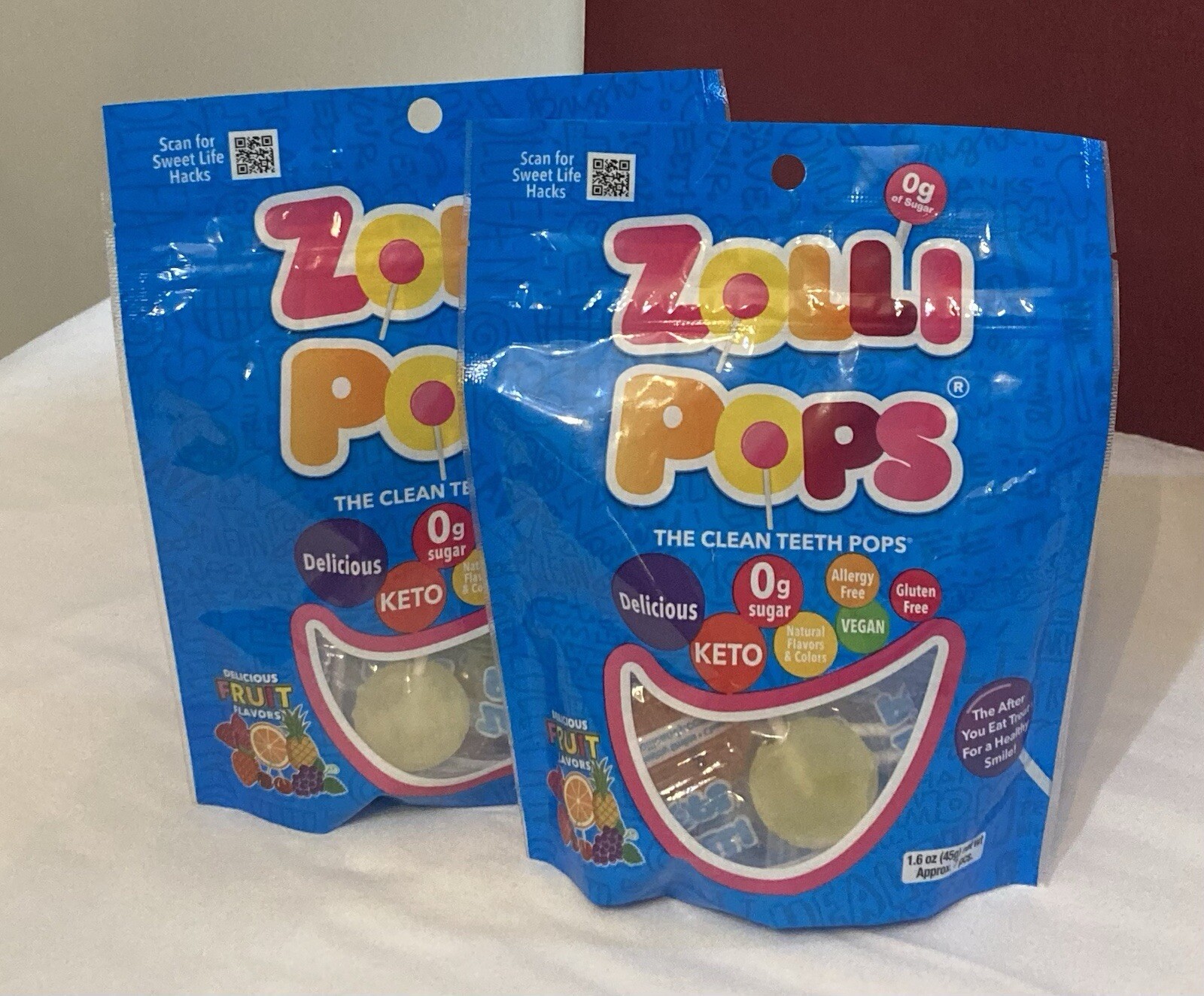 Zollipops Keto Clean Teeth Pops Fruit Flavors 1.6 Oz Lot Of 2 D2
