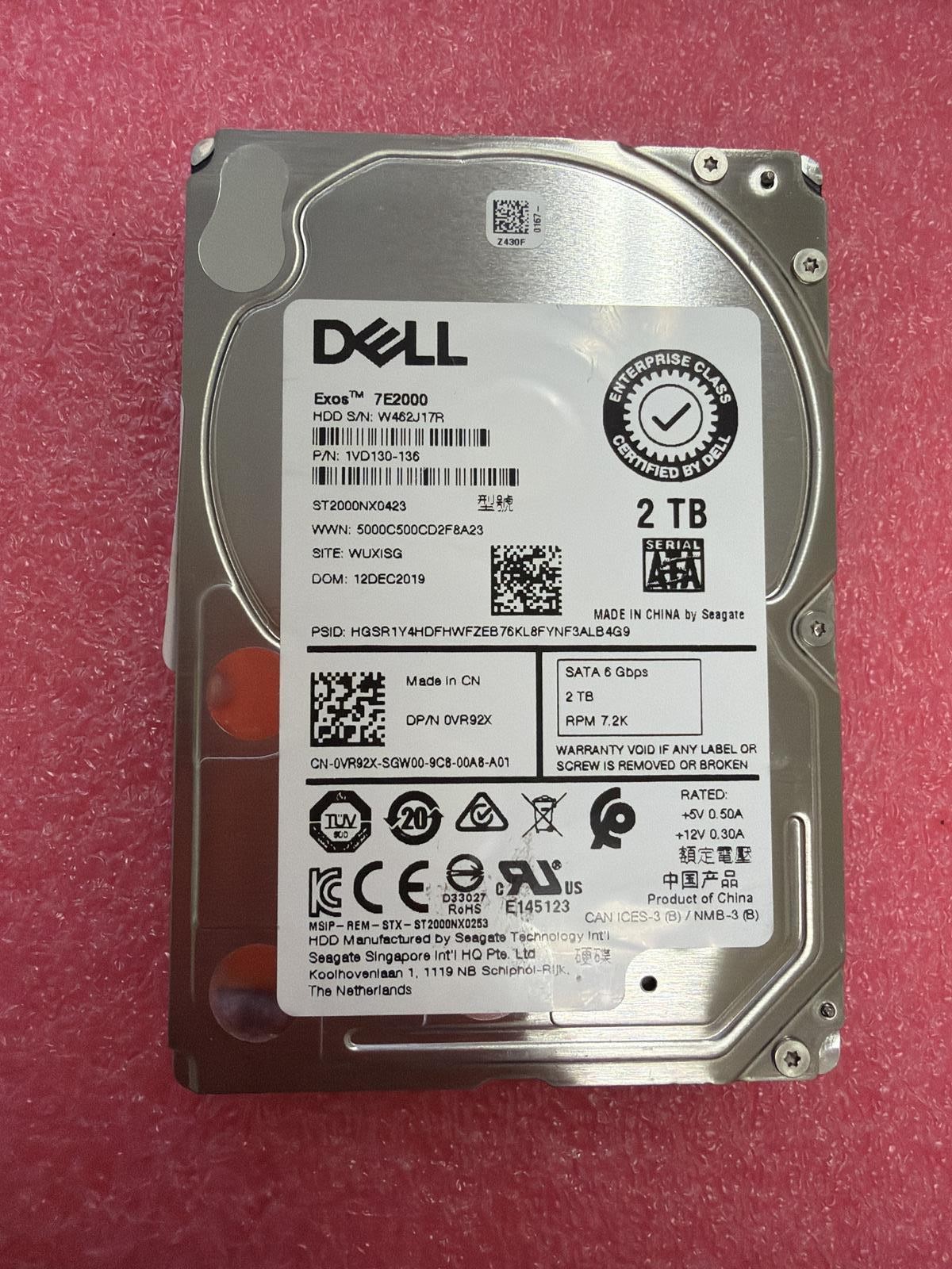 SEAGATE ST2000NX0423 DELL 1VD130-136 EXOS 7E2000 2TB 2.5 SATA HDD