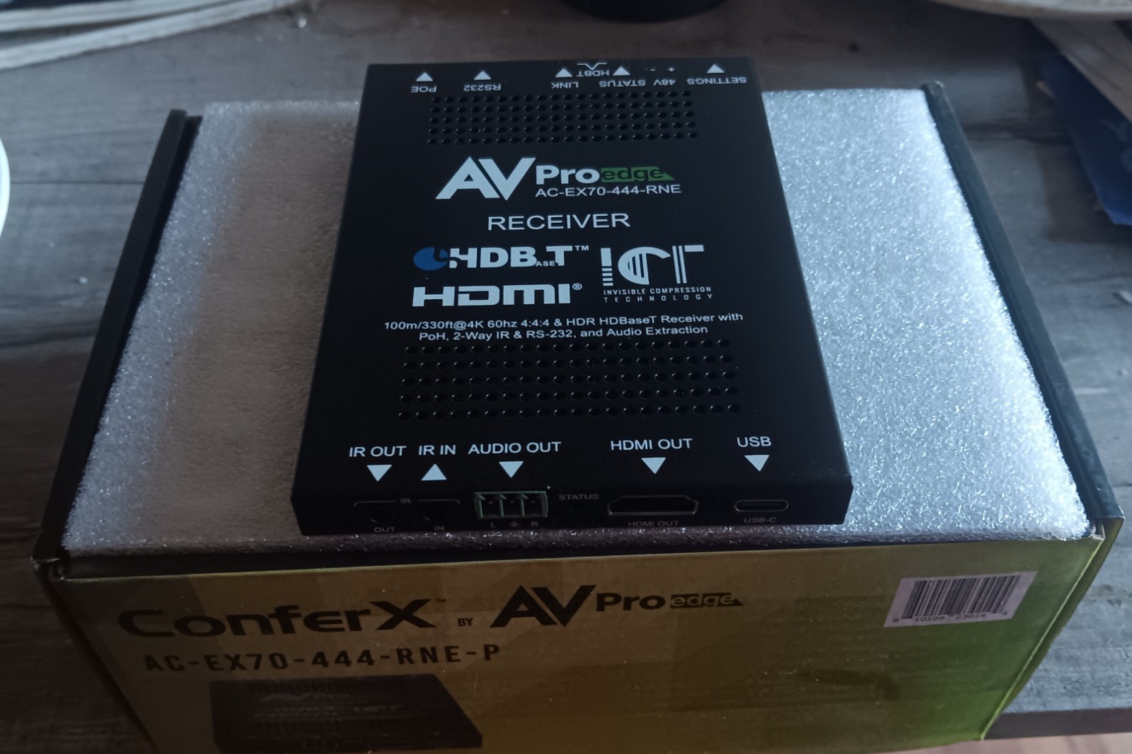 AVPro Edge AC-EX70-444-RNE-P 18Gbps HDBaseT Receiver with AC Adapter B-7