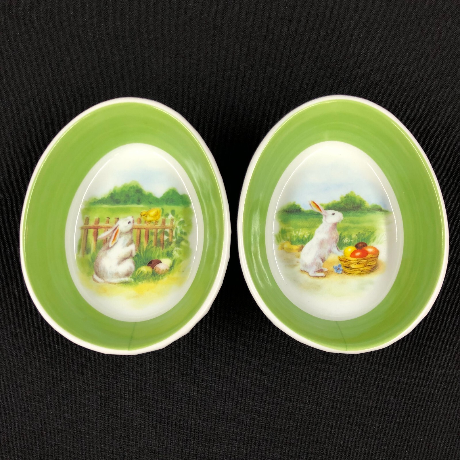 Williams Sonoma Easter Ramekins Vintage Bunny Egg Shape Bowls Set 2 2011