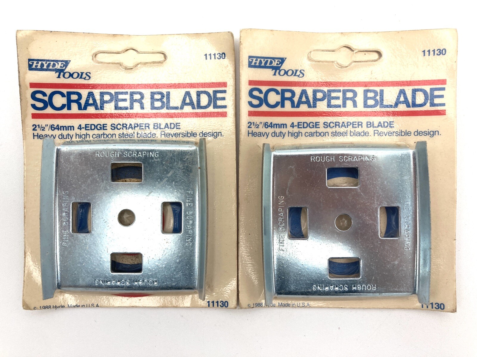 2x Hyde Tools 11130 4-Edge Scraper Replacement Blade 2-1/2" Vtg NOS