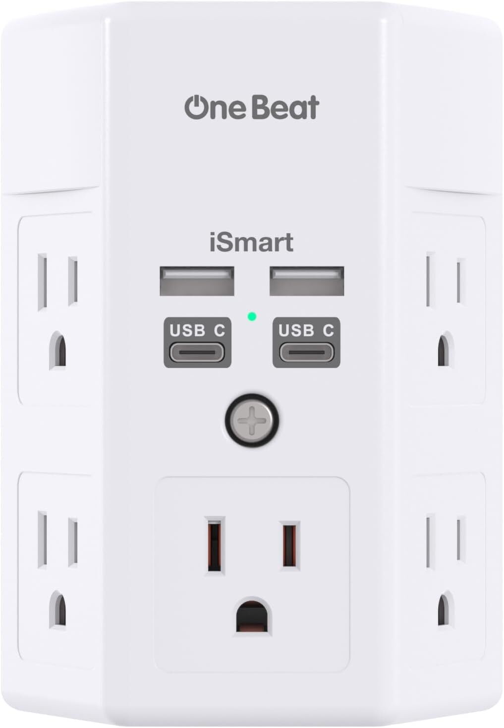 Surge Protector, 5 Outlets Extender 4 USB Ports(USB C), 3-Side 1680J Power Strip