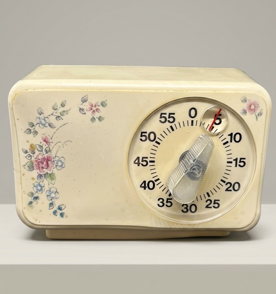 Pfaltzgraff Tea Rose Kitchen Timer Mechanical 60 Min WORKS Patina Kitchencore