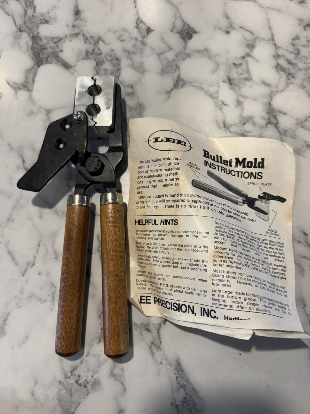 LEE Mold 90358 2 Cavity Bullet 452-255-RF 255 Grain Bullet 45 Colt w handle