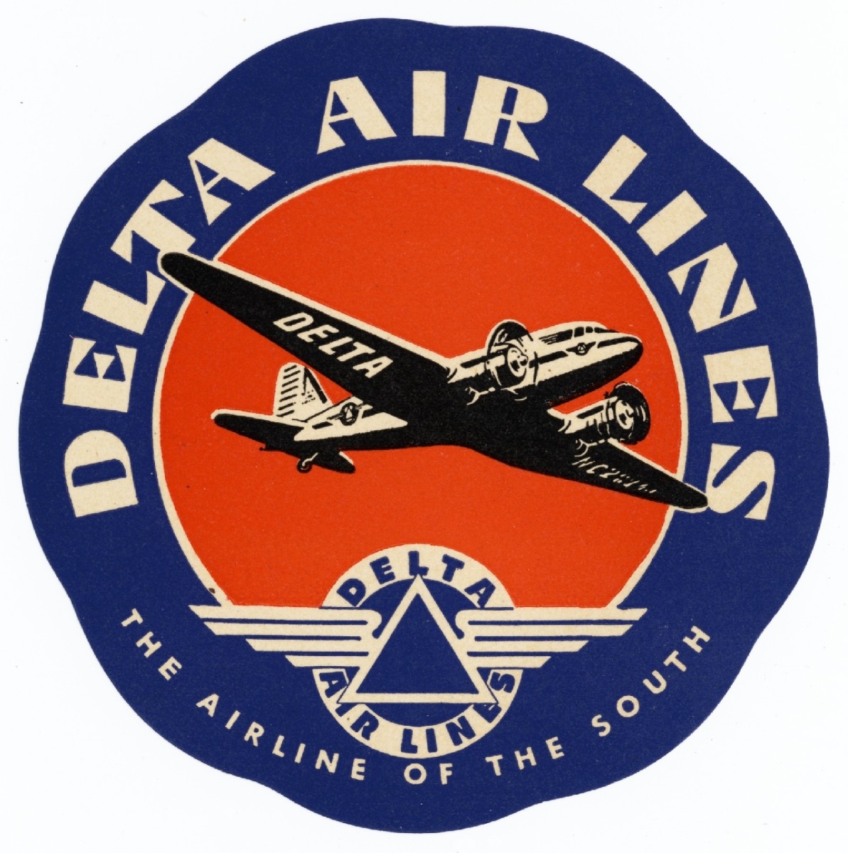 Vintage Delta Air Lines Decal Sticker Airlines Badge - 3" Diameter