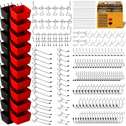 297 Piece Pegboard Hooks Kit Peg Board Organizer Accessories with Bins for Tools