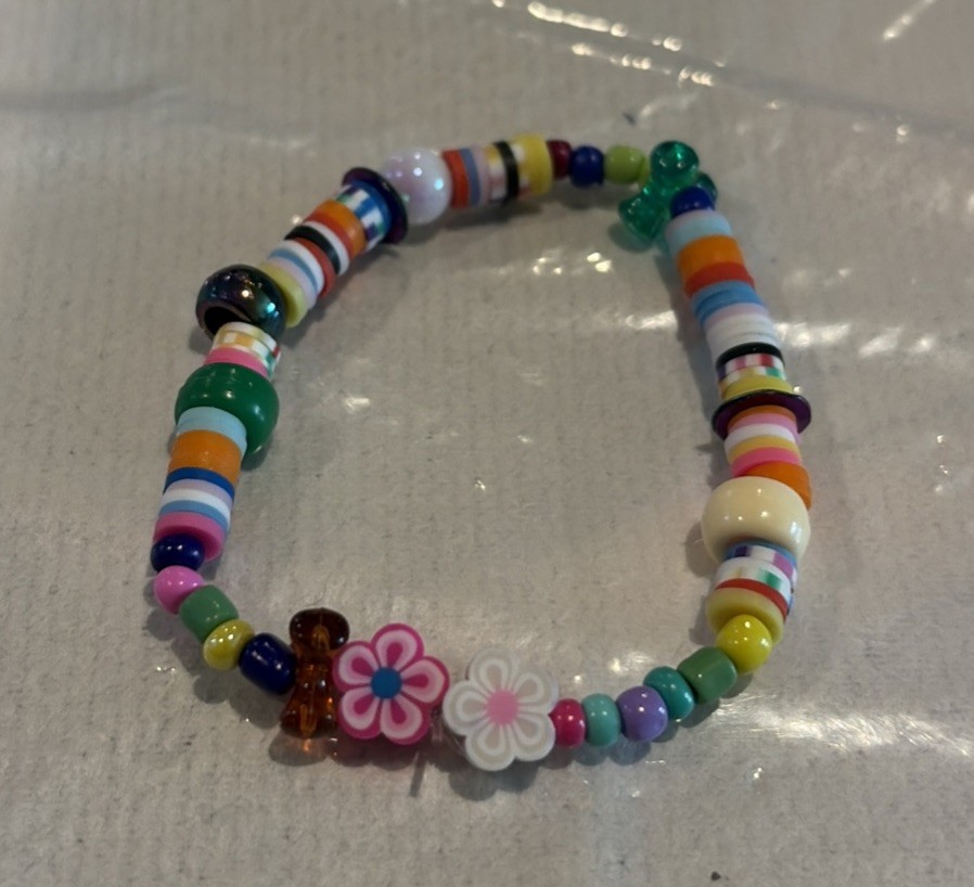Clay Beads Bracelet  8” Handmade Stretchy Band