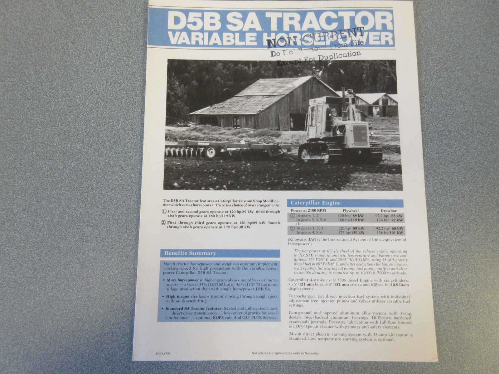 Caterpillar D5B SA Crawler Tractor Brochure
