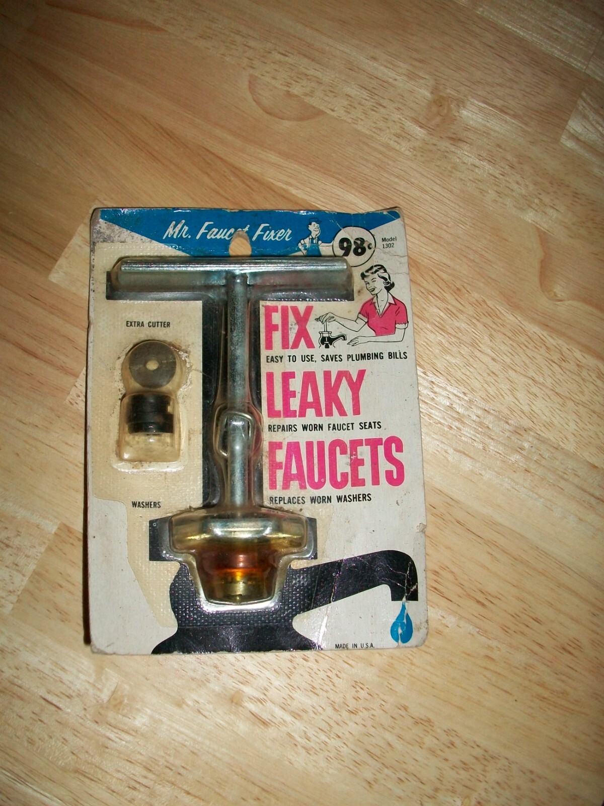 vintage plumbing tool, Mr. Faucet Fixer, new on card---Ships FREE