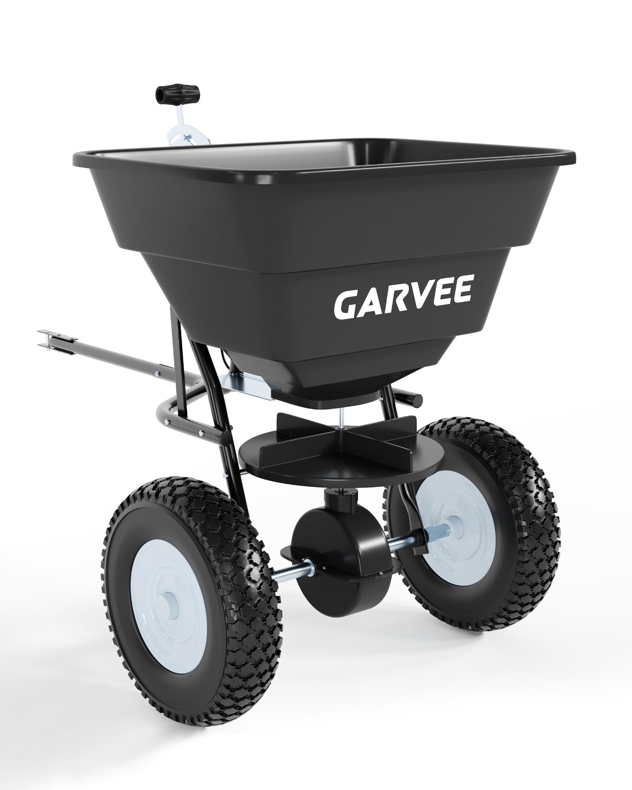 Tow Behind Broadcast Spreader, 110 LBS Capacity Seed Spreader with Cover & Hitch