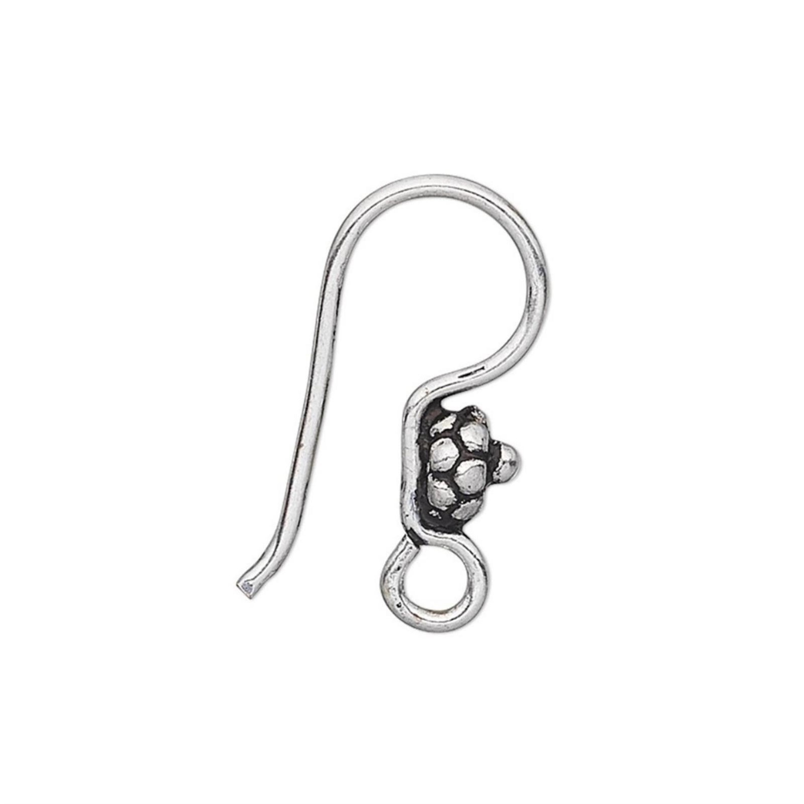 Bali Style India Antique 925 Silver Plate Dotted Earwires Earring Hooks 2 pcs