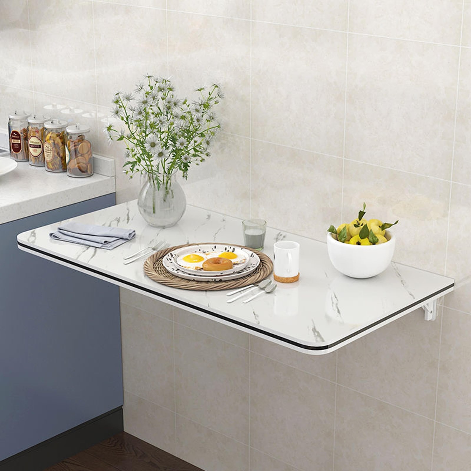 Wall Mounted Table Fold Down, Floating Desk for Wall Small Spaces, Folding Wa...
