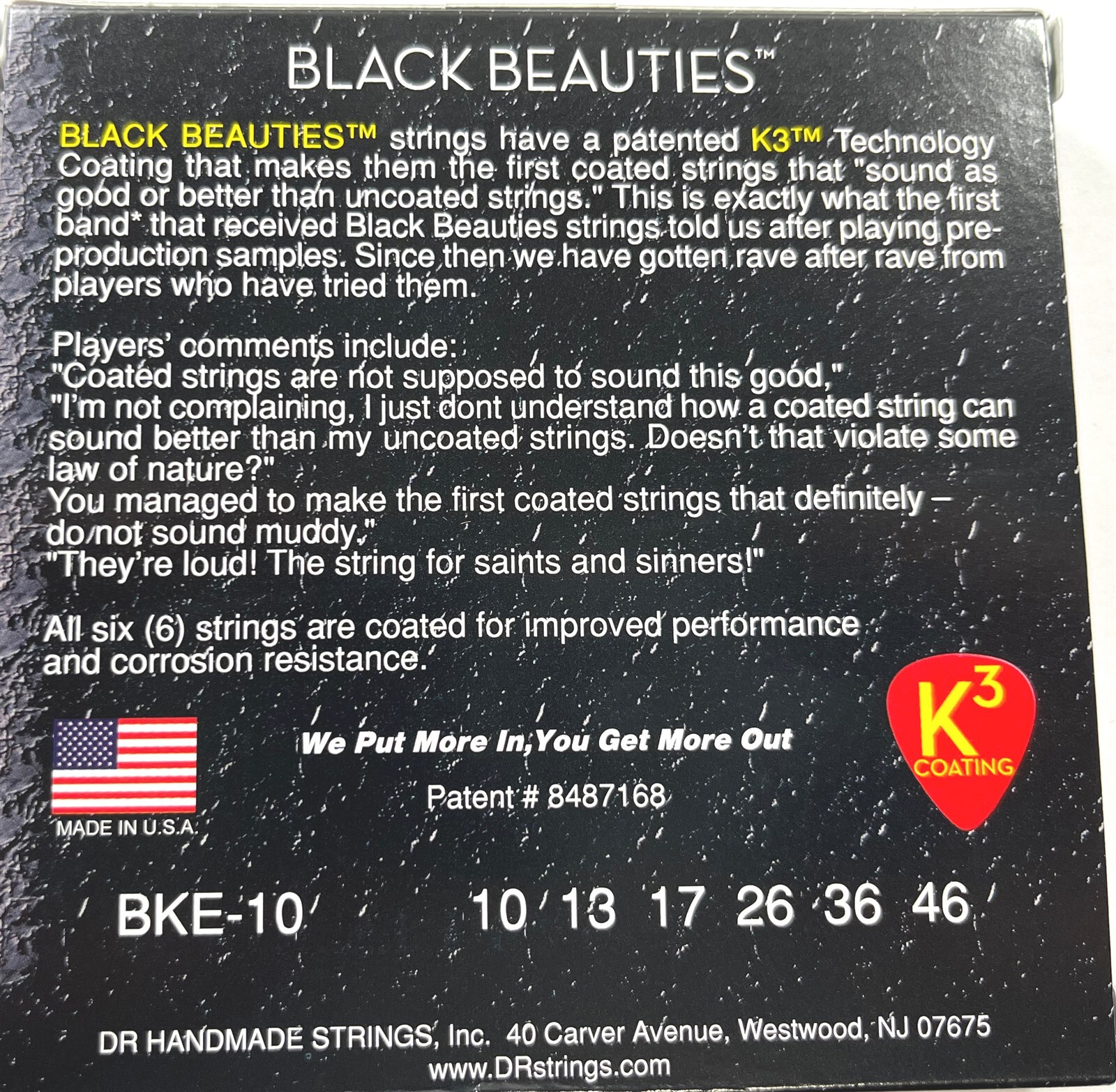 DR Guitar Strings Electric 2 Sets Black Beauties High Performance Coated 10-46