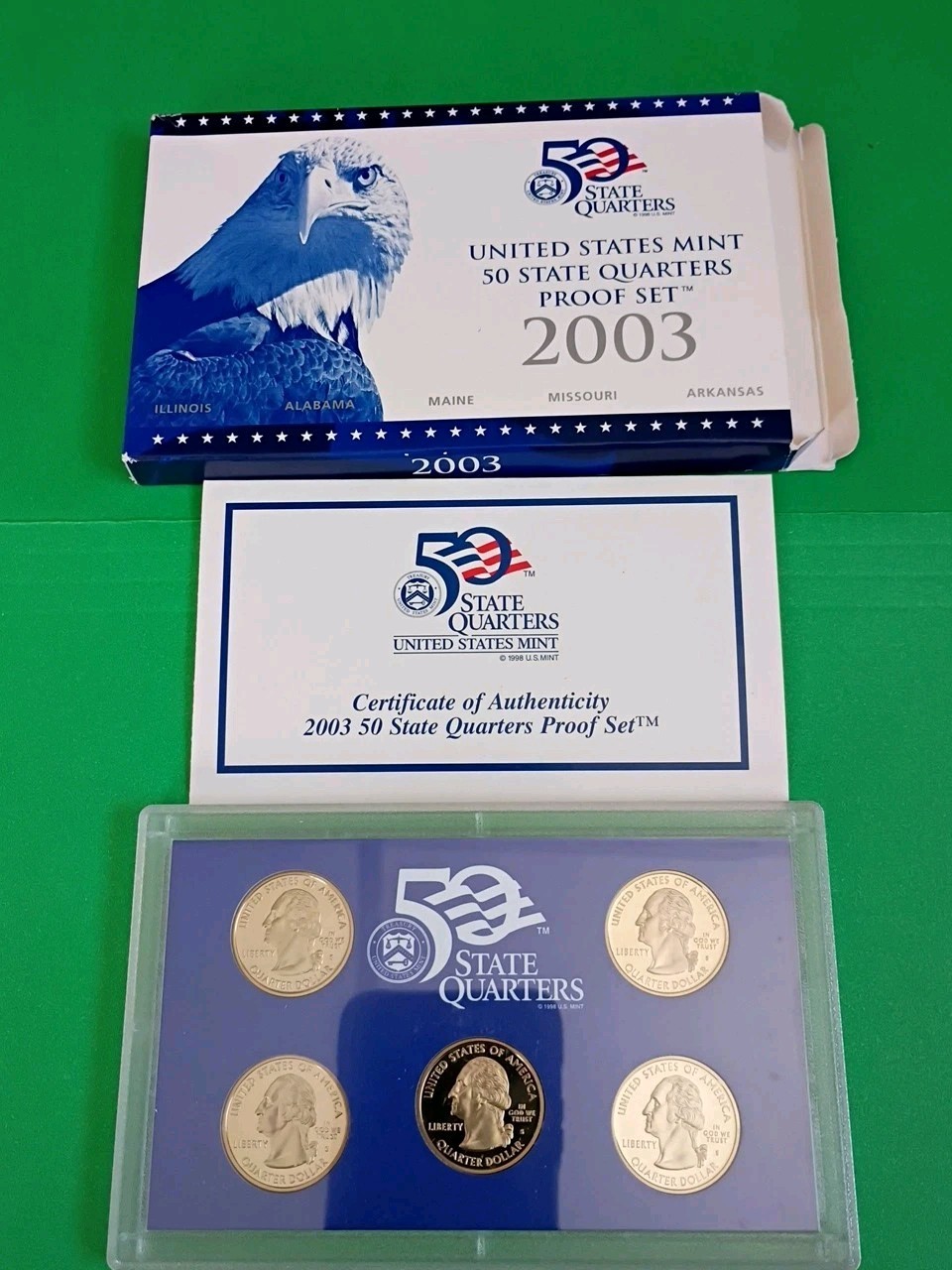 2003 State Quarter Clad Proof Set U.S. Mint Packaging OGP COA