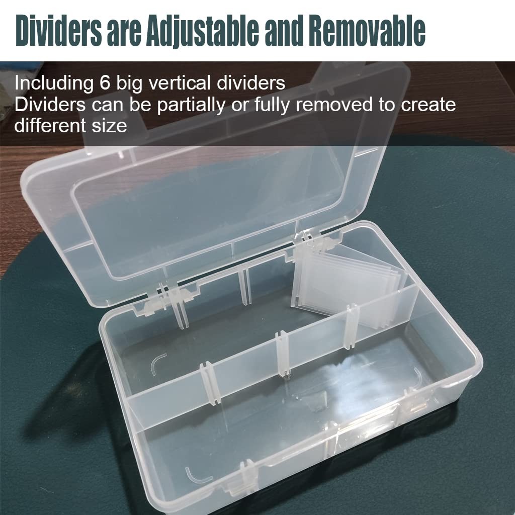 2 Pcs 8 Grids Clear Organizer Box Plastic Storage Container with Adjustable D...