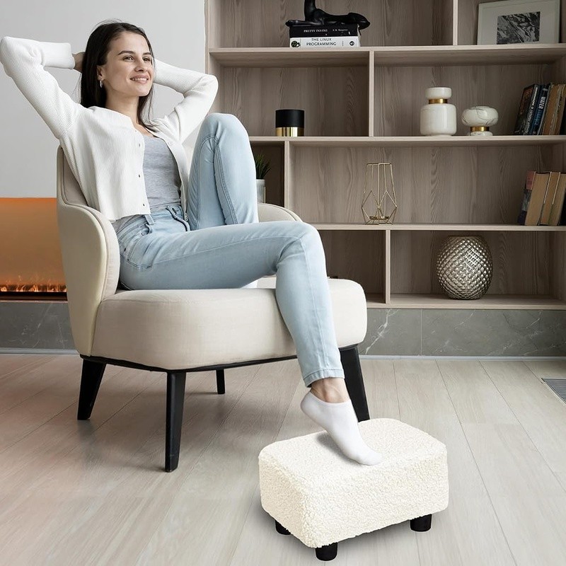 Sherpa Ottoman Footstool Multifunctional Footrest Small Stool Easy Assembly New
