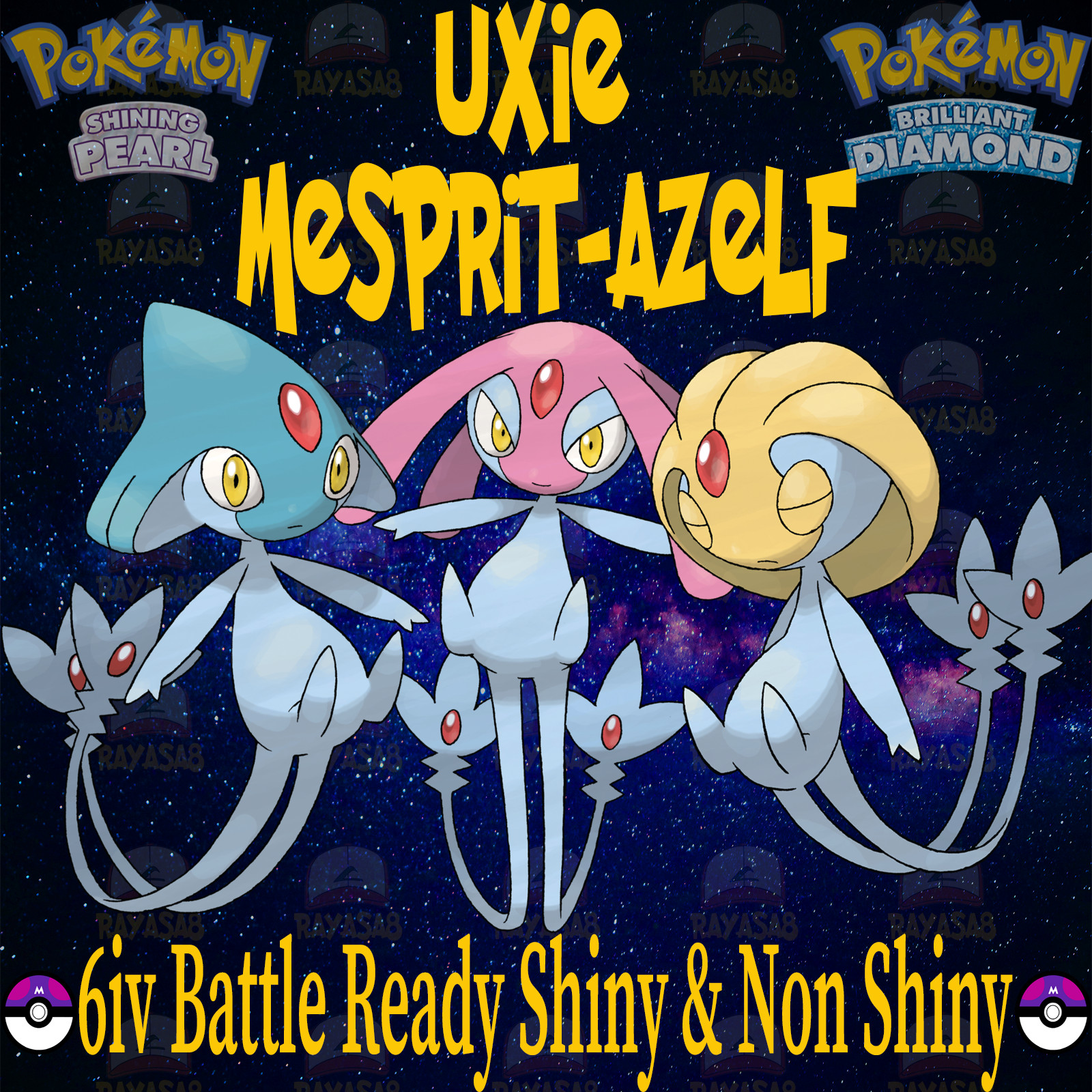 Shiny Mesprit Azelf Uxie 6iv Pokemon Brilliant Diamond and Shining Pearl Home