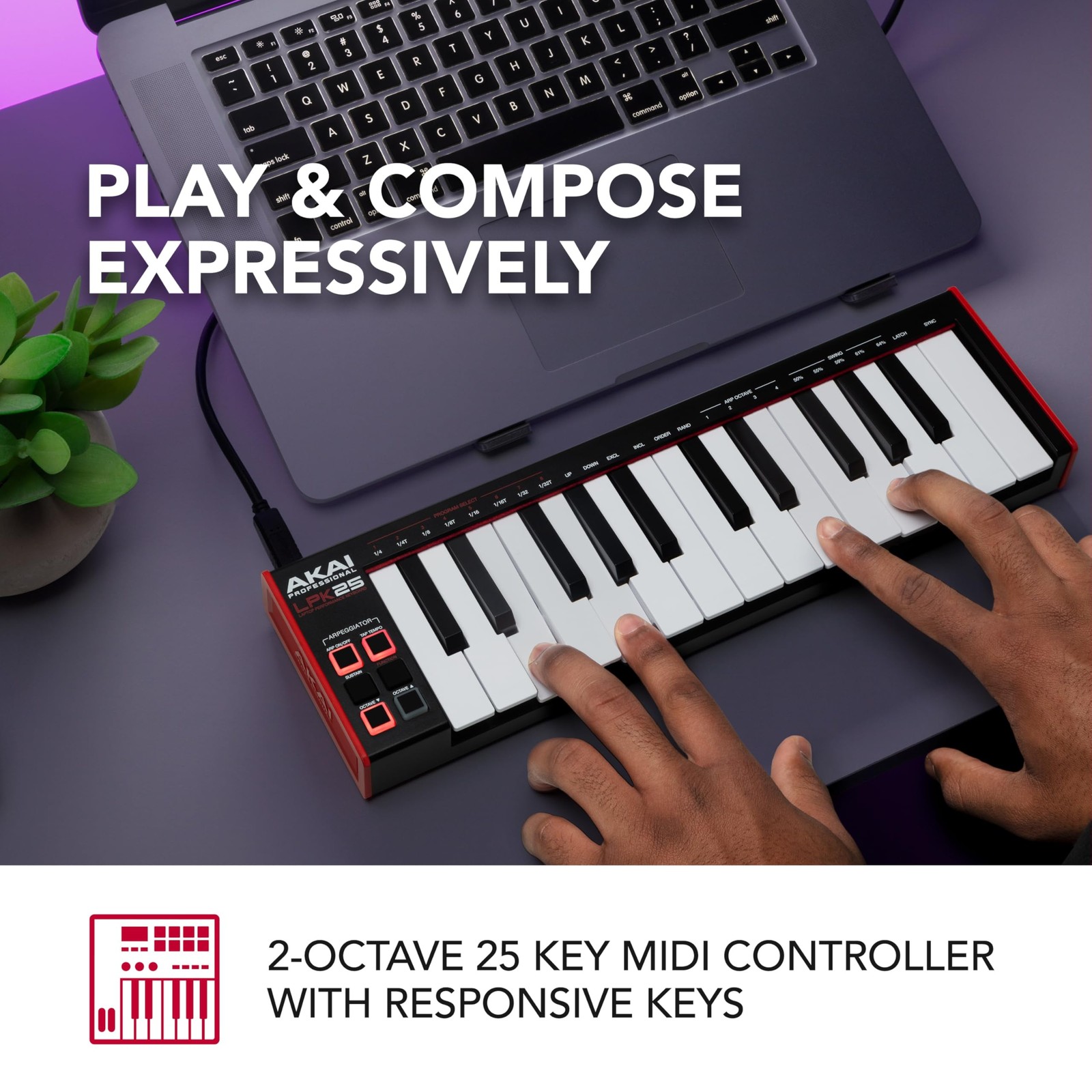 Professional LPK25 - USB MIDI Keyboard Controller with 25 Responsive Synth Keys