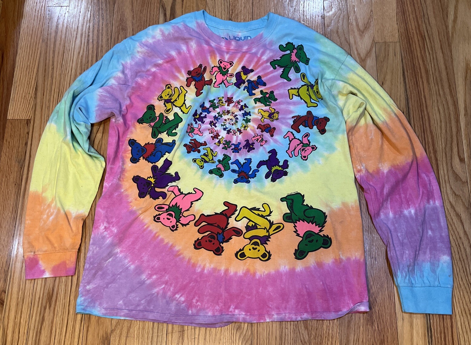 Vintage 1995 Grateful Dead Spiral Dancing Bears Long Sleeve Tie Dye Shirt XL