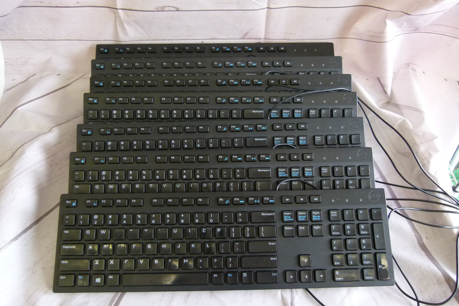 Lot of 7 - Dell KB216t Wired Keyboard Black Slim USB Wired PC Desktop