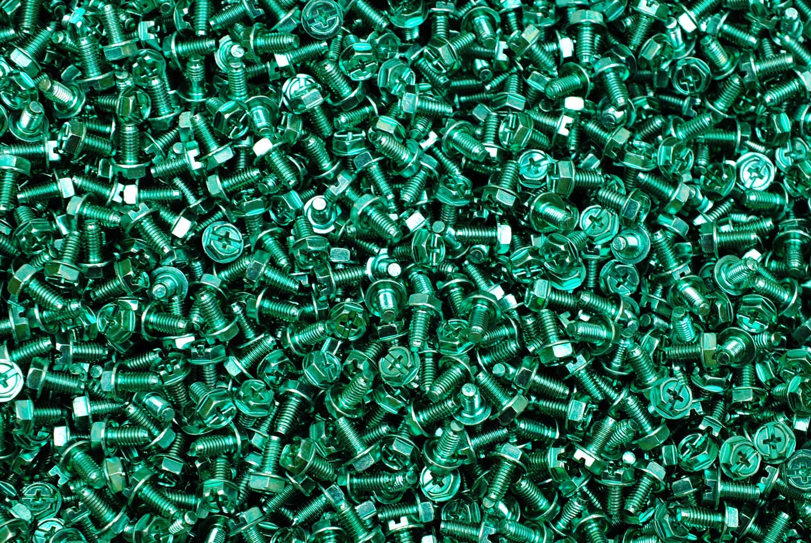 (900) Combo Drive Hex Washer Head 10-32 x 3/8 Grounding Screws #10 Green Zinc