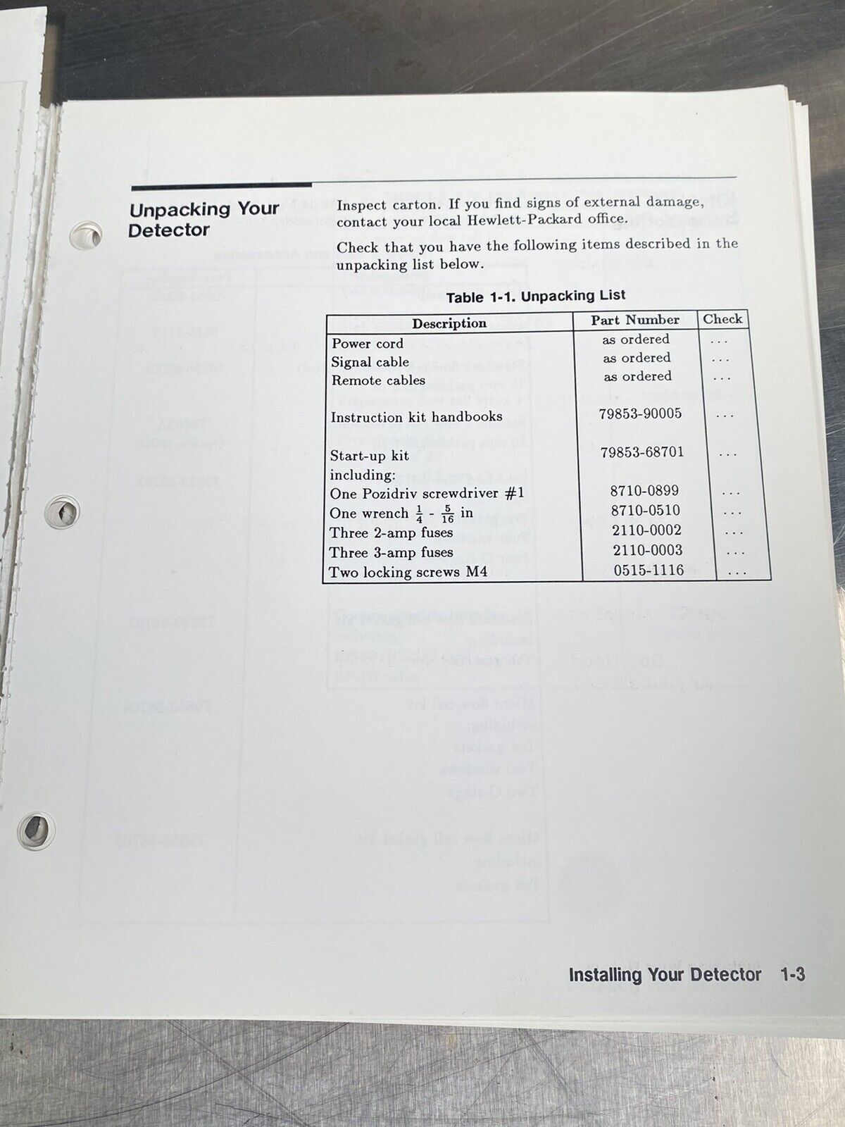 Hewlett Packard HP 1050 Variable Wavelength Detector - Users Guide / Manual