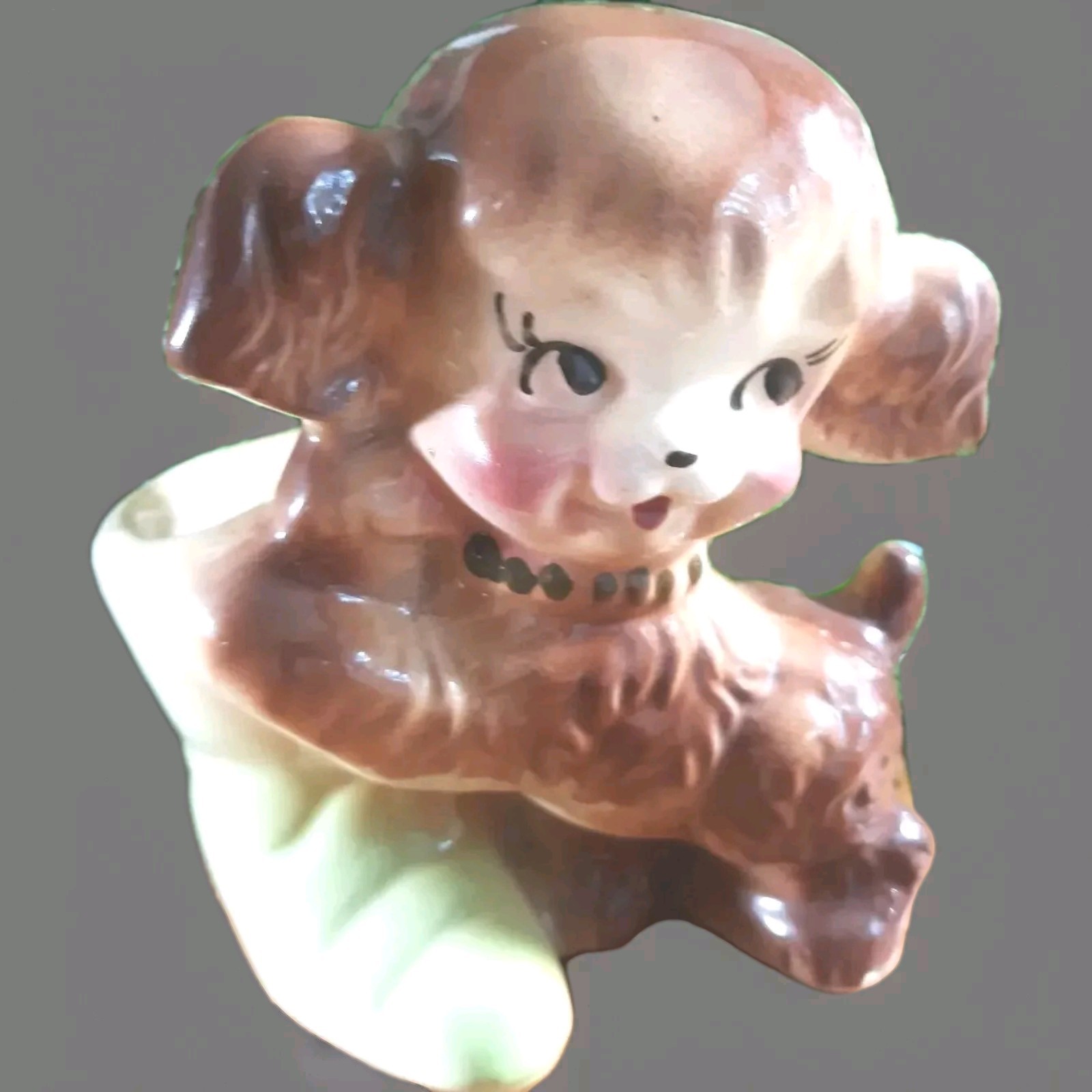 Vintage Ceramic Puppy Dog and Boot Shoe Planter Vintage 1950s