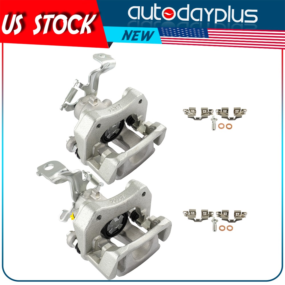 Pair Rear Brake Calipers w/ Bracket For 2009-2012 2013 Toyota Matrix FWD L4 2.4L