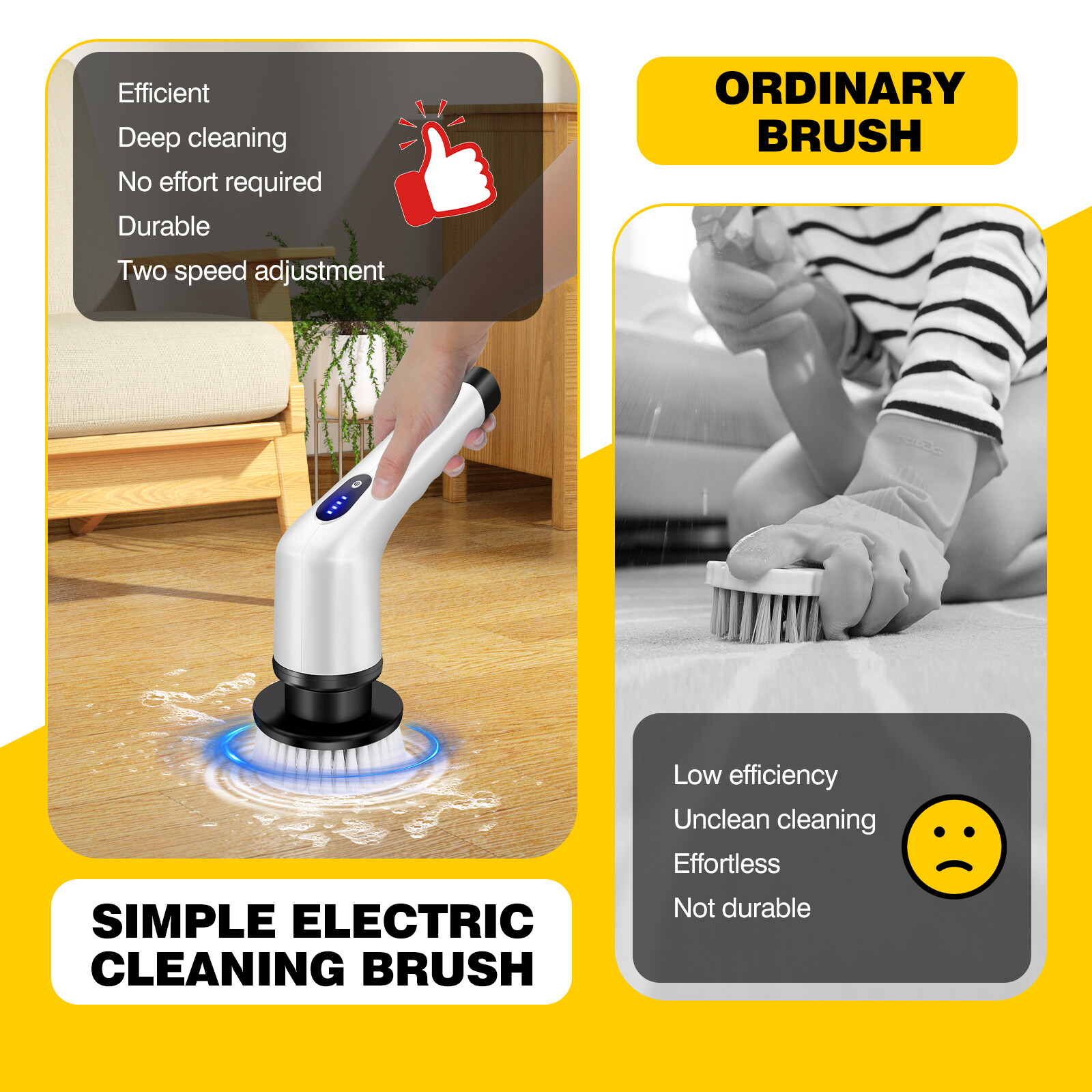Electric Spin Scrubber, Cleaning Brush, Power Scrubber with 3 Replaceable Brush