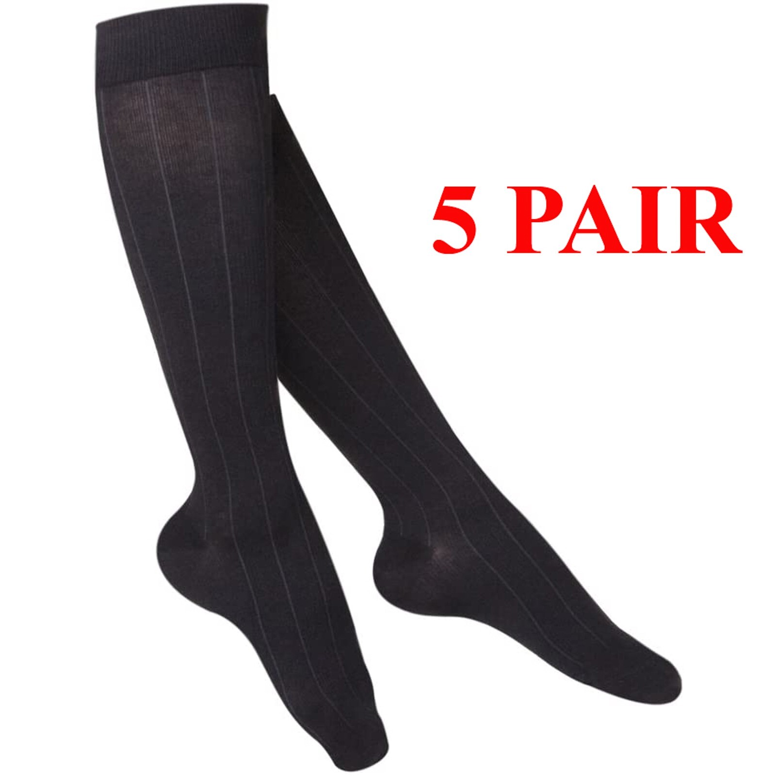 Touch Womens LARGE Knee High Compression Dress Socks 15-20mmHg BLK Rib Pattern