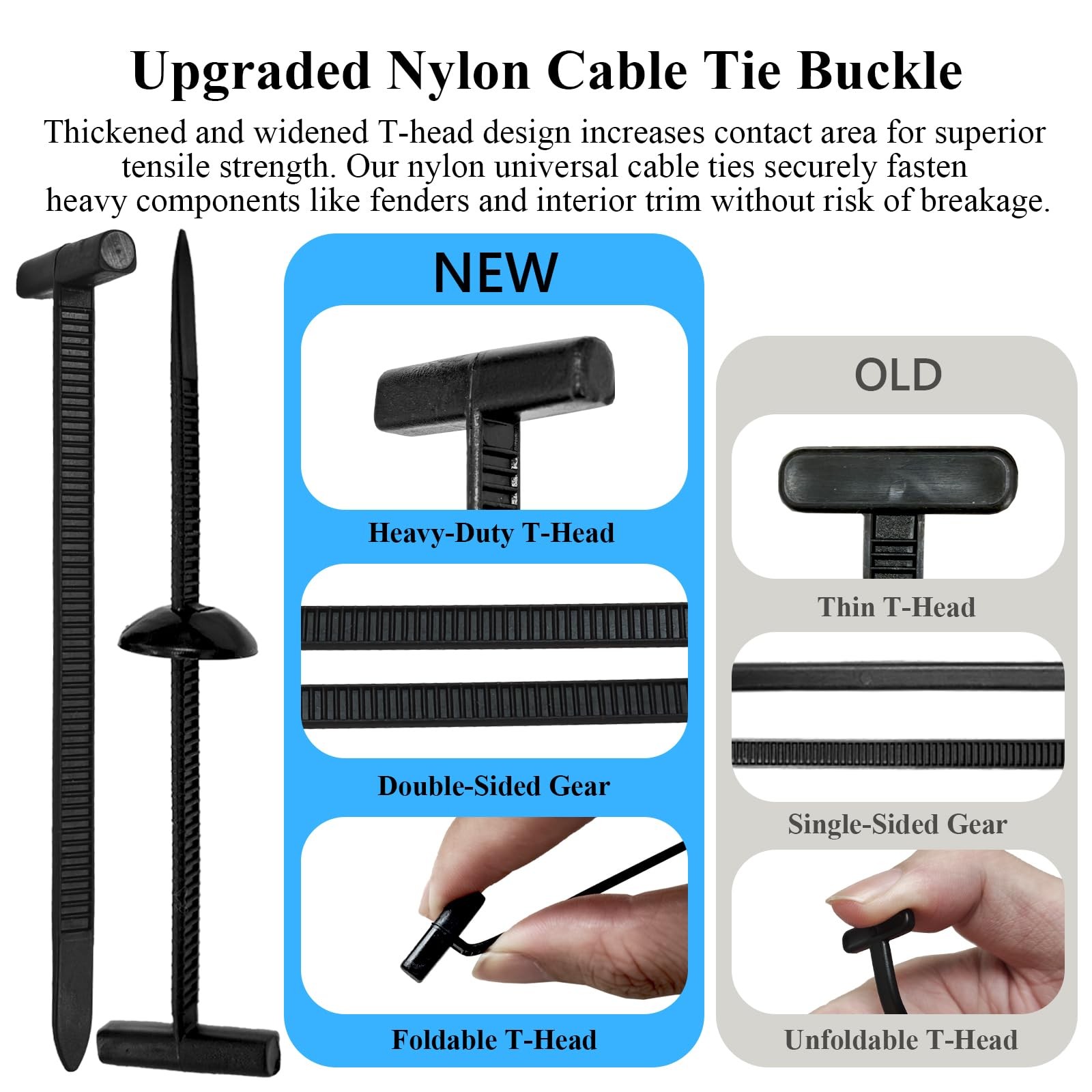 150PCS Upgraded Nylon Universal Cable Tie Buckle,Self-Locking Zipper C