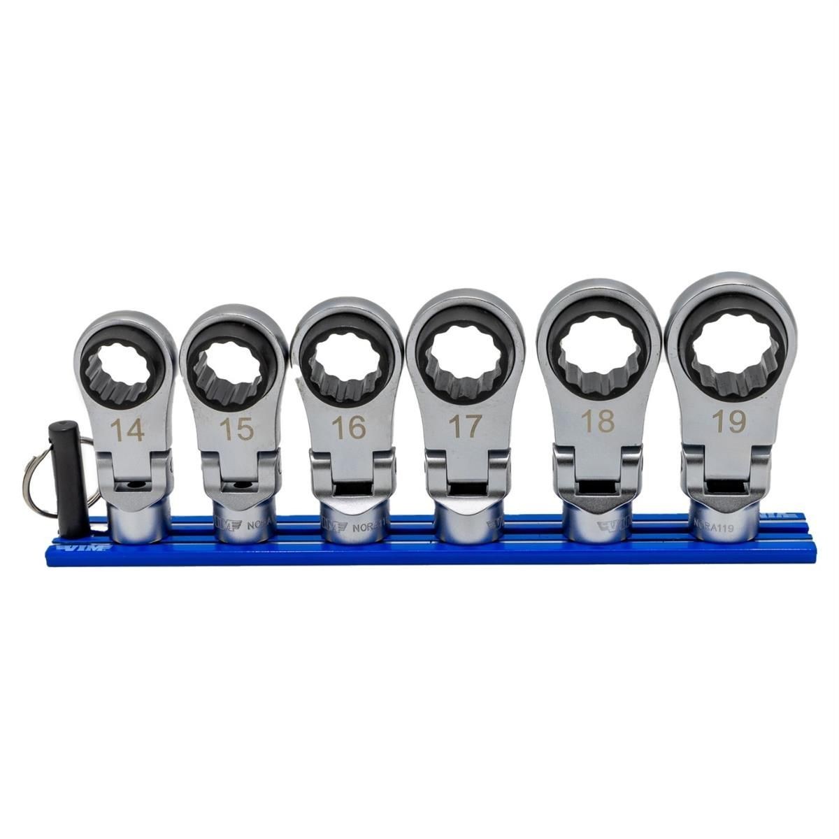VIM Tools NORA150XL 6 pc 12 Point 3/8" Drive XL Metric Nano Flex Ratcheting Set