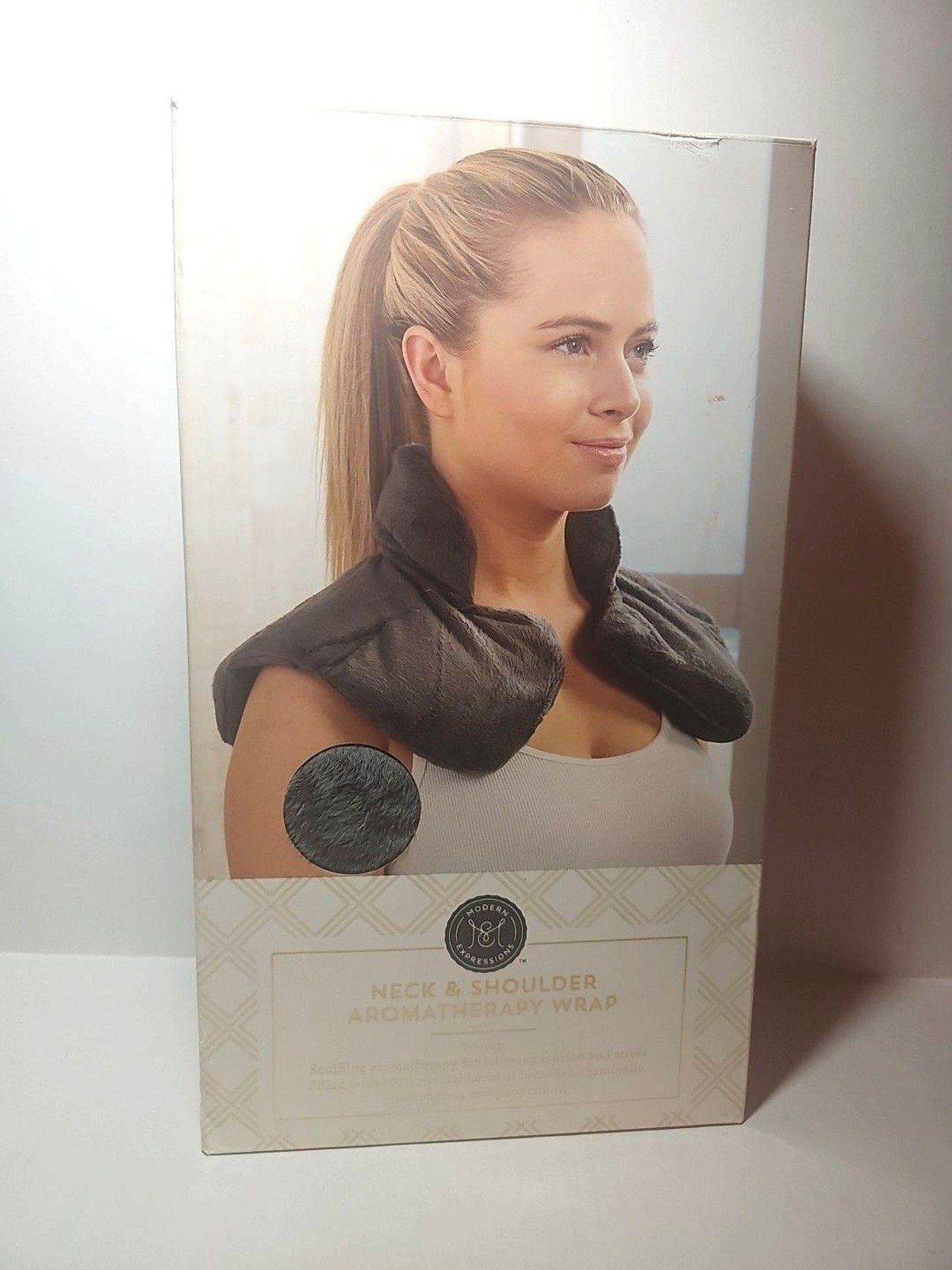 NEW Neck Shoulder Aromatherapy Wrap Soothing Natural Lavender Chamomile Grey NIB
